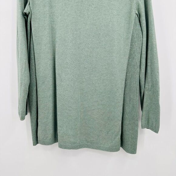 J. Jill Size Small Petite SP Sage Green Long Sleeve Ribbed Panel Tunic Top - Picture 3 of 7